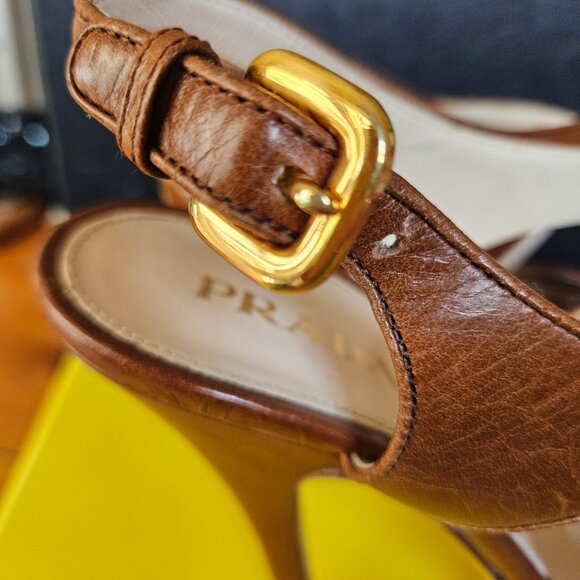 Prada Brown Leather Platform Heels - Picture 5 of 7